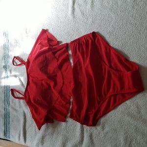 🌸🌷  Tier Layered Hanky Hemmed High Waisted 2 piece Bikini Swimsuit